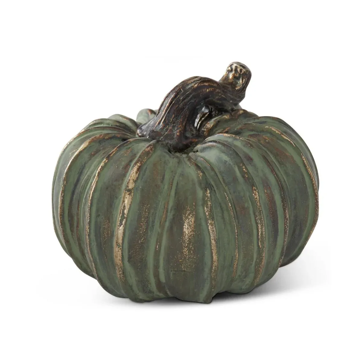 Patina Copper Filler Pumpkin With Swooped Short Stem