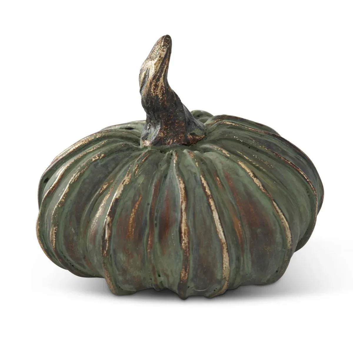 Patina Copper Filler Pumpkin With Twisted Stem