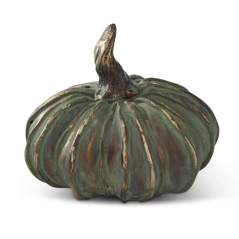 Patina Copper Filler Pumpkin With Twisted Stem