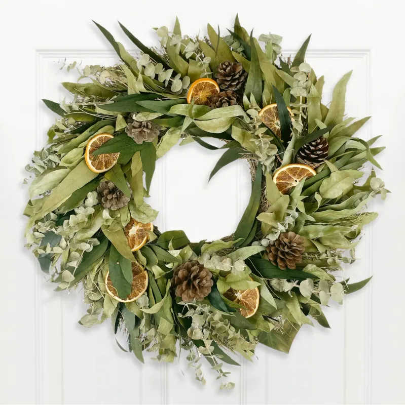 Spice Wreath Citrus &amp; Eucalyptus With Pinecones 18" Dia x 3.5" Depth