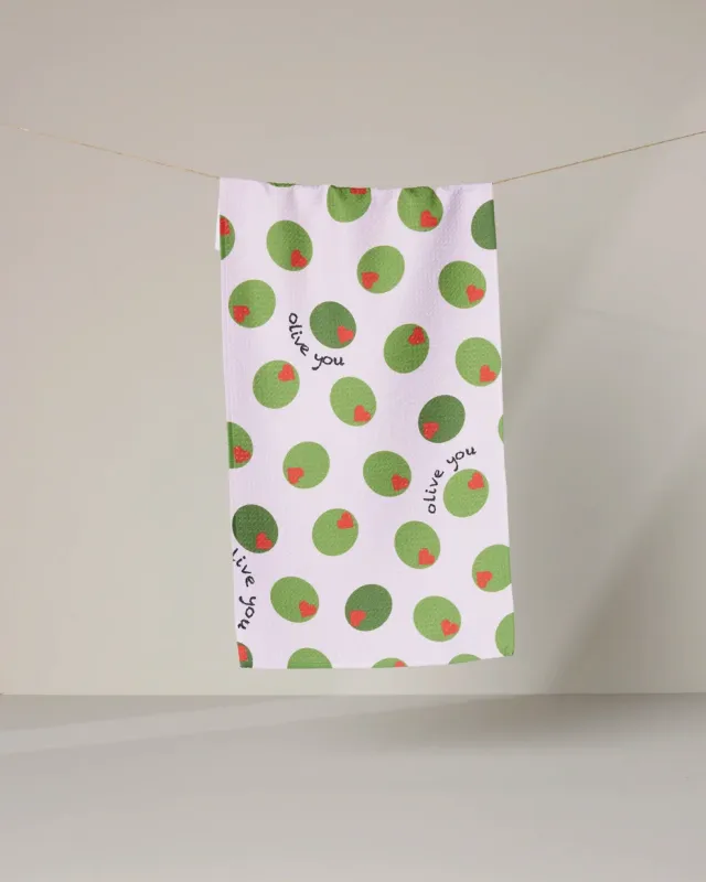 Geometry Bar Towel Olive You