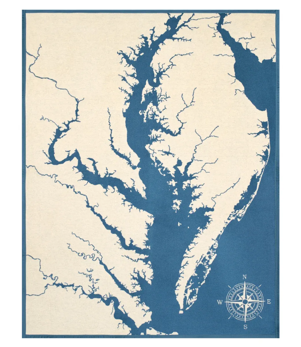 Chappy Wrap Chesapeake Bay Map Blanket 60" x 80"