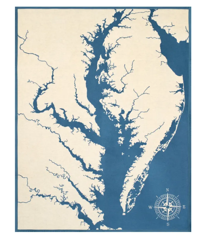 Chappy Wrap Chesapeake Bay Map Blanket 60" x 80"