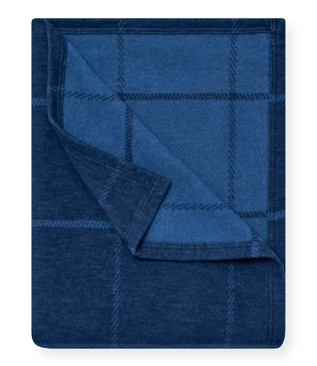 Chappy Wrap Windowpane Navy Dark Blue Lightweight Blanket 60" x 80"