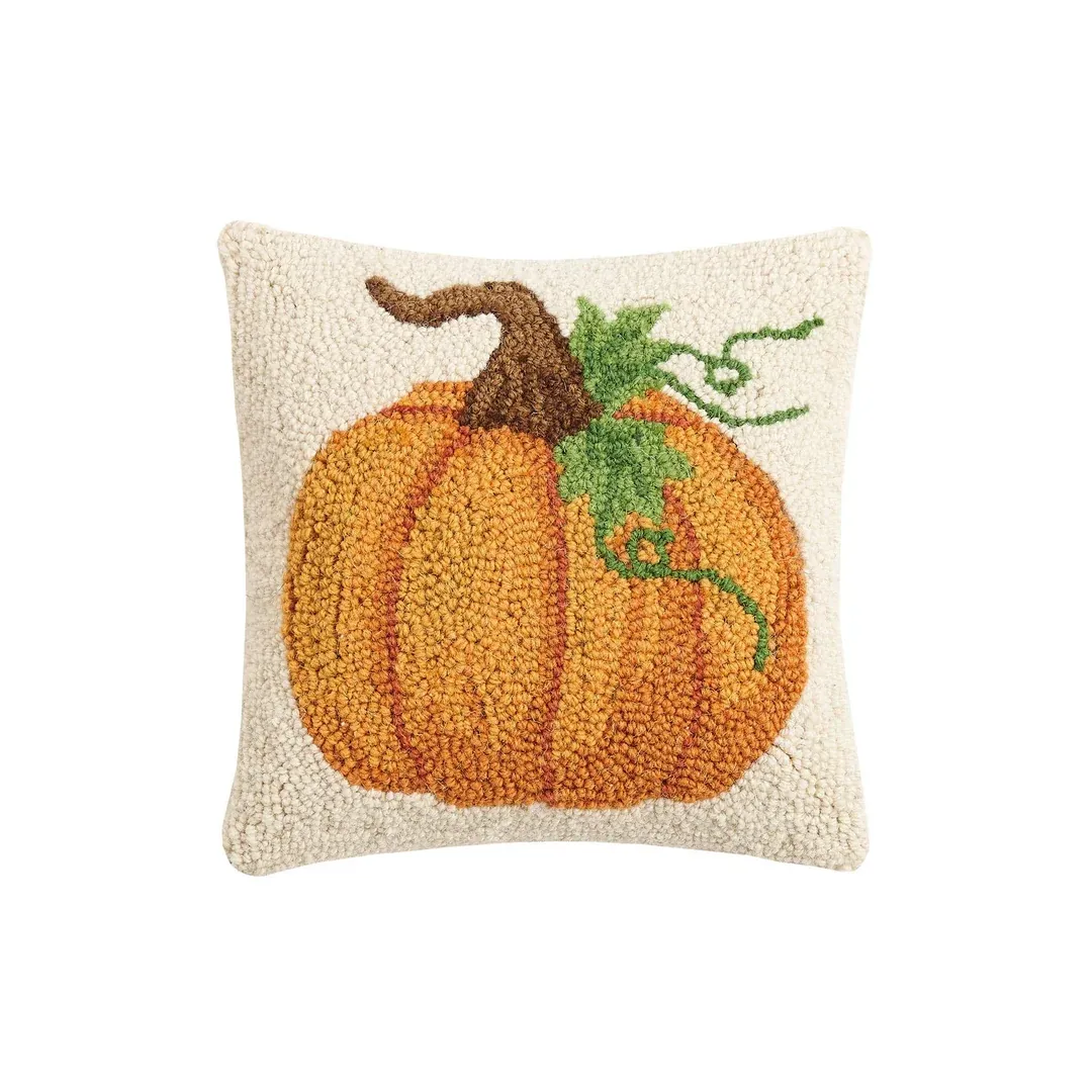 Pumpkin Hook Pillow 10" X 10"