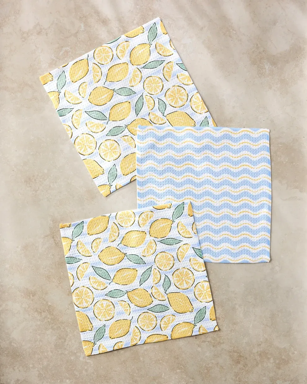 Geometry Dishcloth 3 Pack Lemon Waves