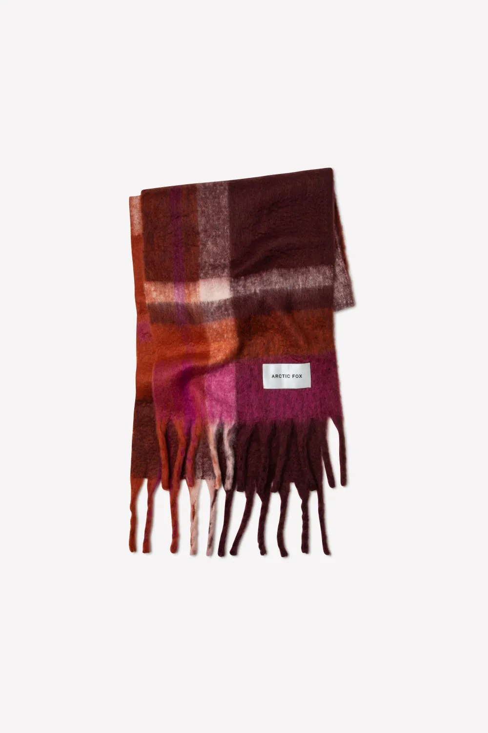 Arctic Fox &amp; Co. The Reykjavik Scarf In Autumnal Falls Red/Purple Check