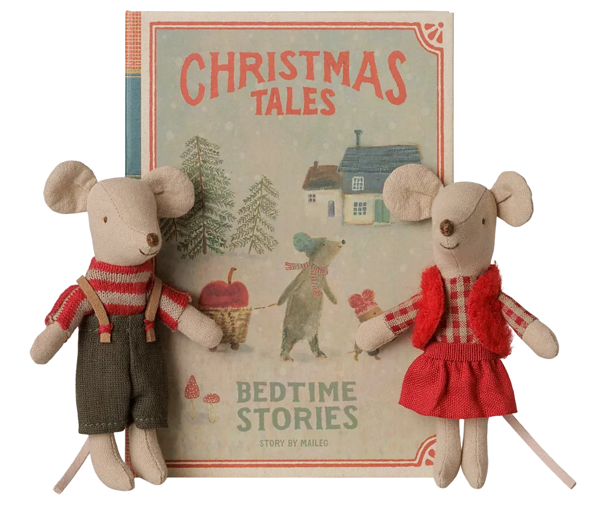 Maileg Christmas Twin Little Sister &amp; Little Brother Mice In Book