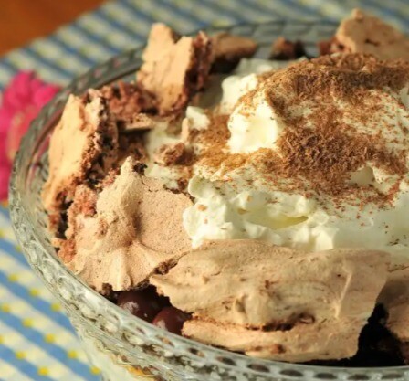 Tiramisu black forest trifle with nutty meringue Tiramisu black forest trifle with nutty meringue