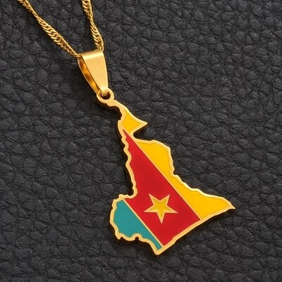 Cameroon Map Flag Color Pendant