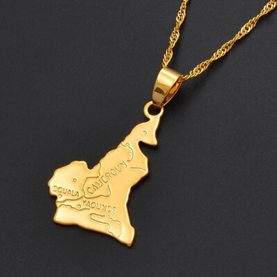 Cameroon map pendant necklace small