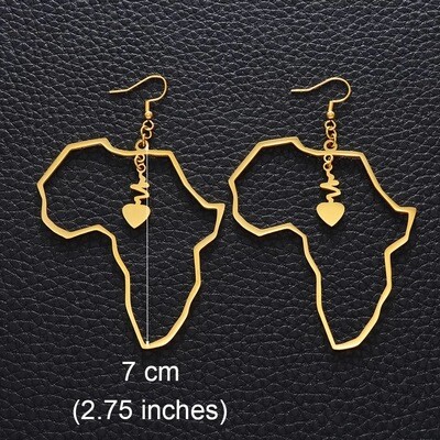 Heart African Map Big Earrings