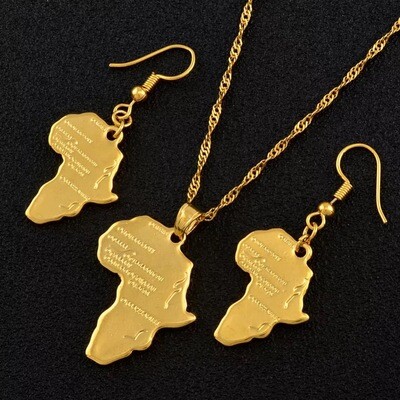 African Map Earrings Jewelry set Pendant Necklaces