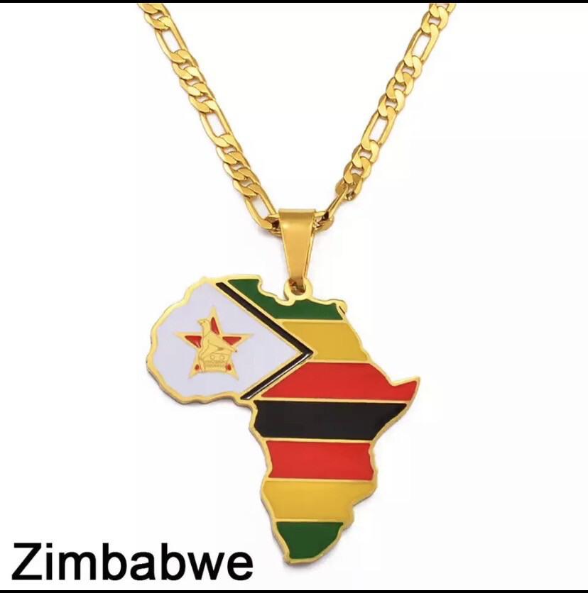 Zimbabwe-African Map Necklace