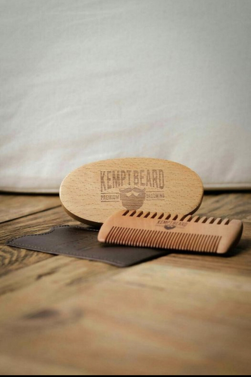 100% BOAR BRISTLE BRUSH COMB SET - Brown