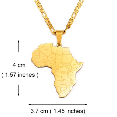 Africa Map with Country Names Pendant Necklace