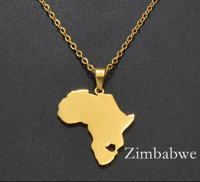 Zimbabwe Map Necklace