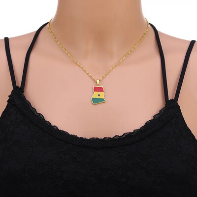 Ghana Map flag necklace