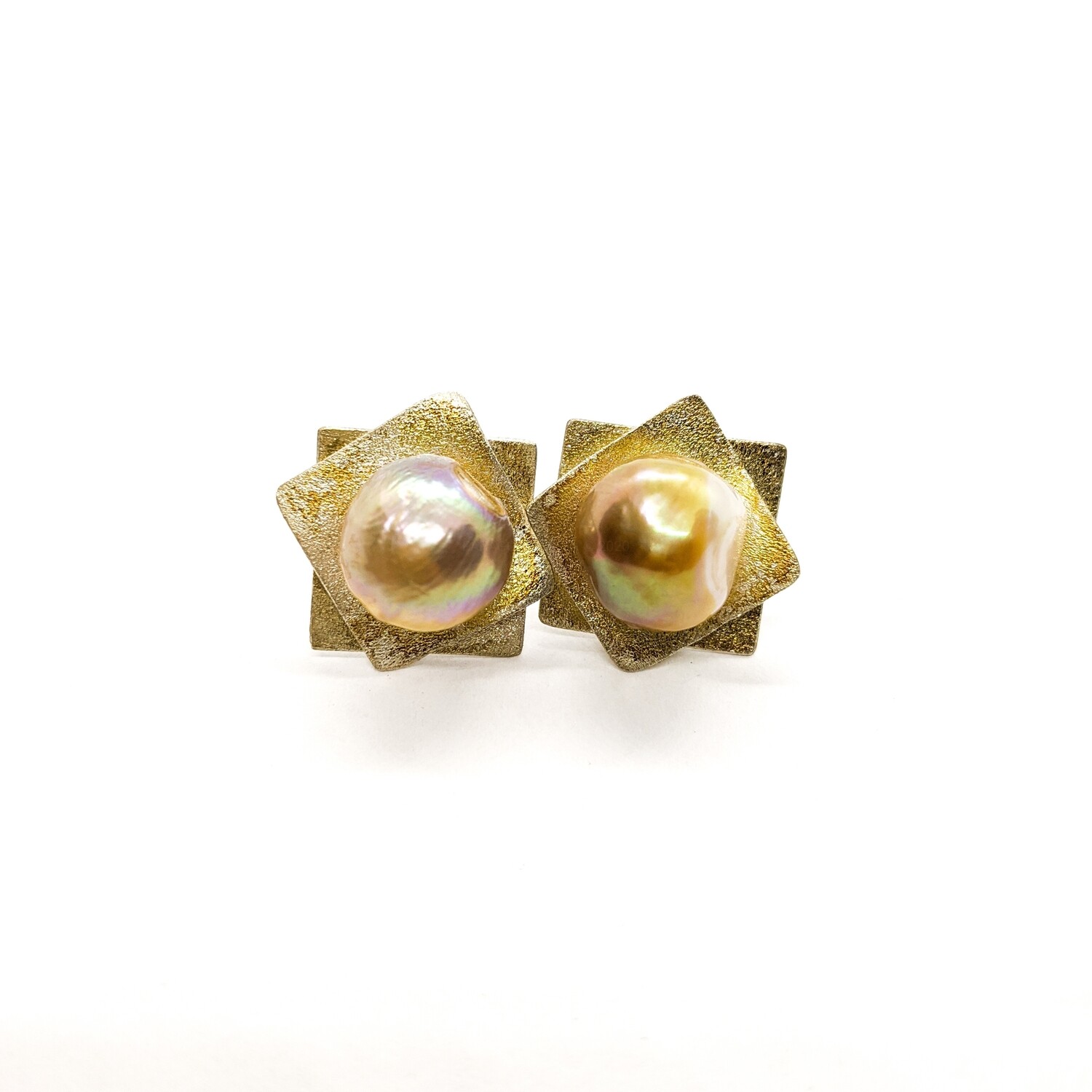 Kolczyki srebrne złocone z perła