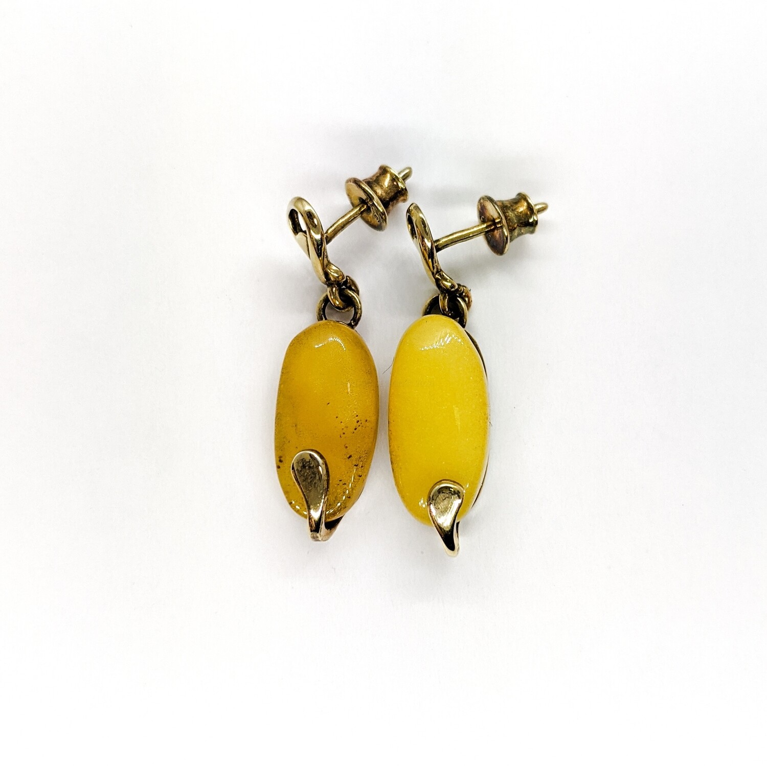 Silver gilded earrings with amber