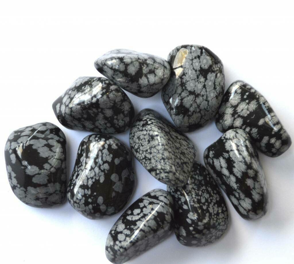 SCHNEEFLOCKEN-OBSIDIAN (Trommelstein)