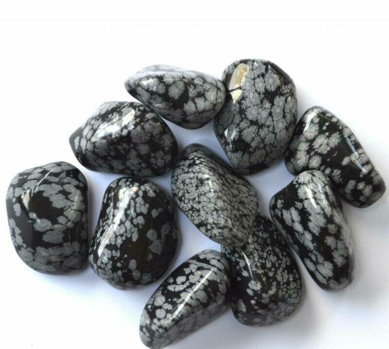 SCHNEEFLOCKEN-OBSIDIAN (Trommelstein)