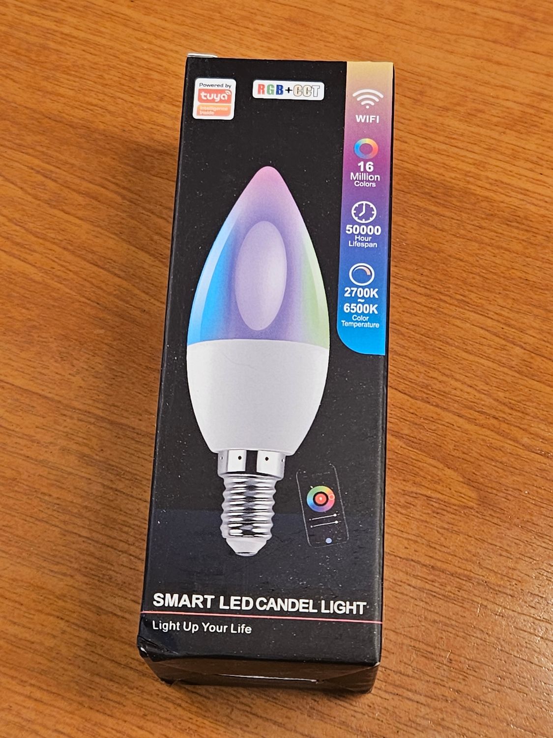 Tuya WiFi okos izzó (5 Watt) E14 LED RGB  Alexa/Google Home/Siri/Smart Life - RGB/hideg fehér/meleg fehér + fényerő szabályozós