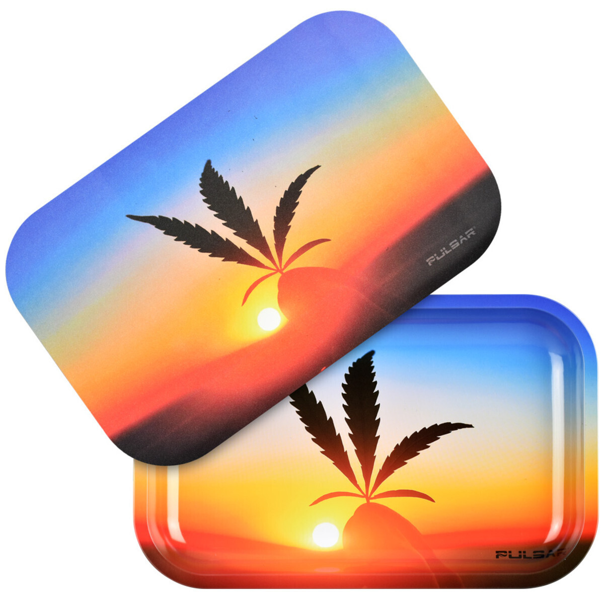 PULSAR METAL TRAY MEDIUM W/ LID LEAFLY SUNSET
