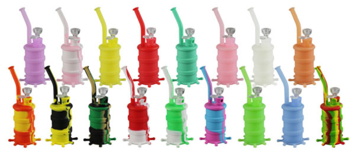 OIL BARREL SILICONE WATERPIPE 8.5&quot;