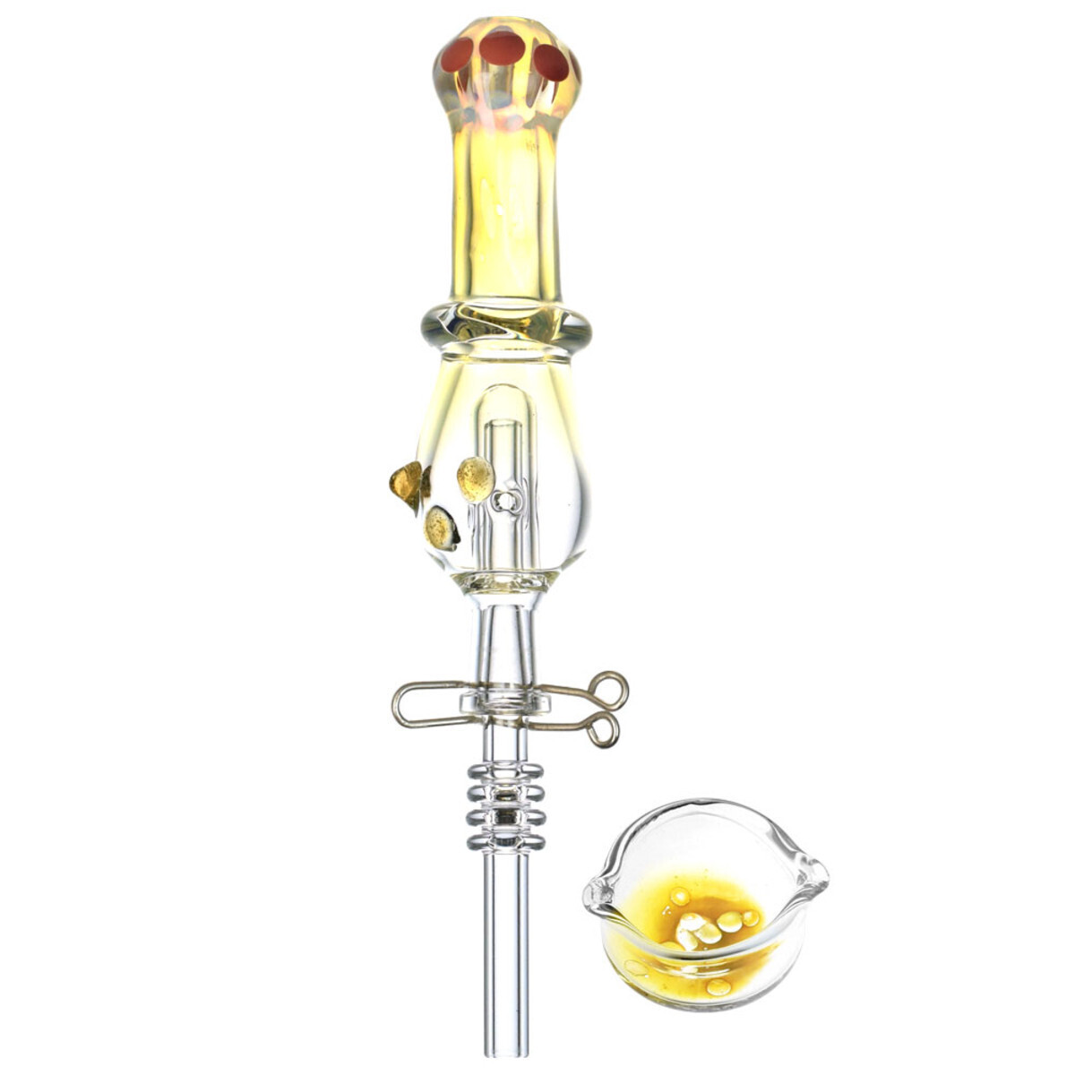 FUMED GLASS QUARTZ TIP VAPOR STRAW WITH DISH KIT
