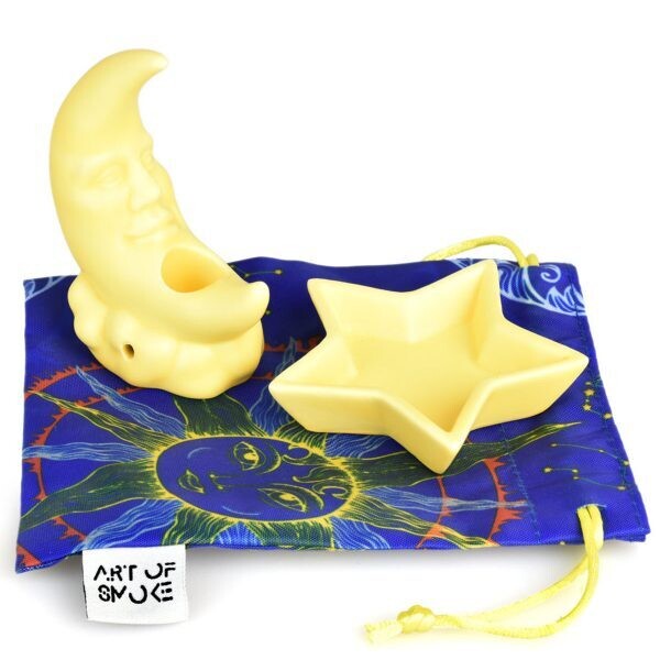 ART OF SMOKE MOON CERAMIC PIPE &amp; STAR NUG DISH