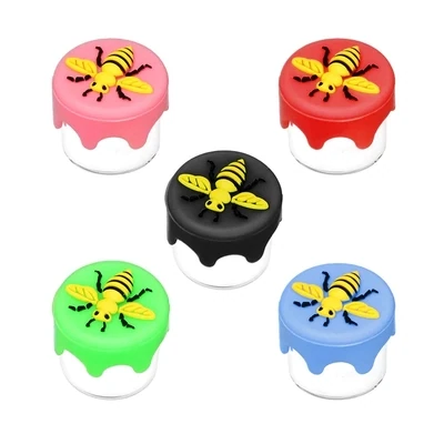 BEE GLASS CONCENTRATE JAR W/ SILICONE LID - 7.5ML