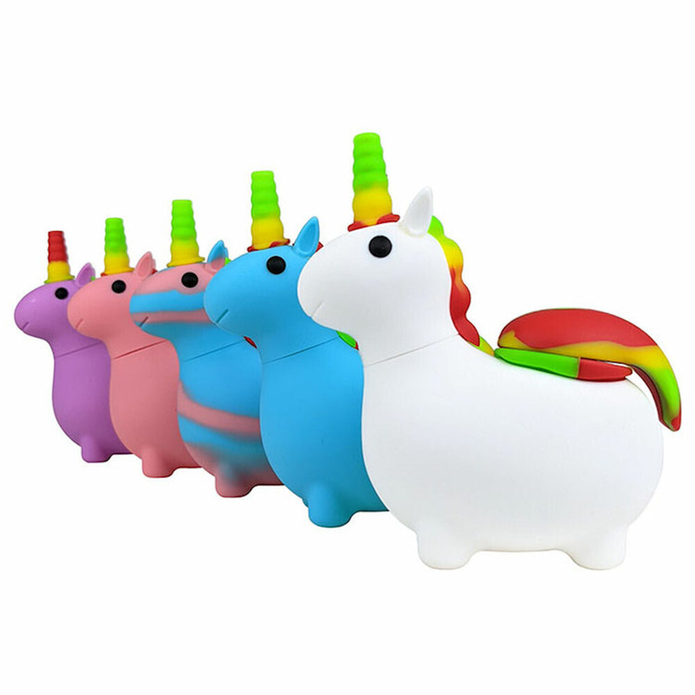 5" SILICONE UNICORN HAND PIPE WITH GLASS BOWL