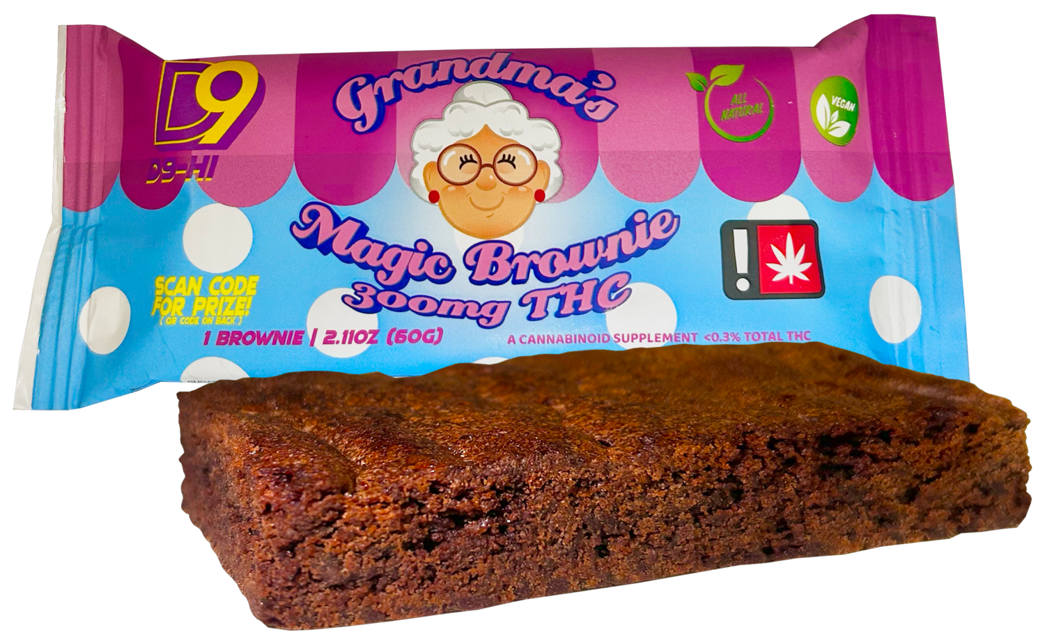 D9 Hi Grandmas Magic Brownie 300mg