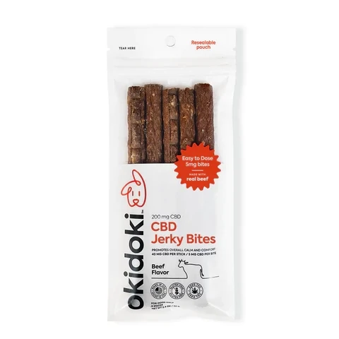 CBD Beef Jerky Bites For Pets By Okidoki 200MG (5ct Pack)