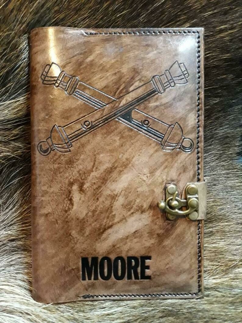 Army Field Artillery cross cannons Leather Book Cover Military
