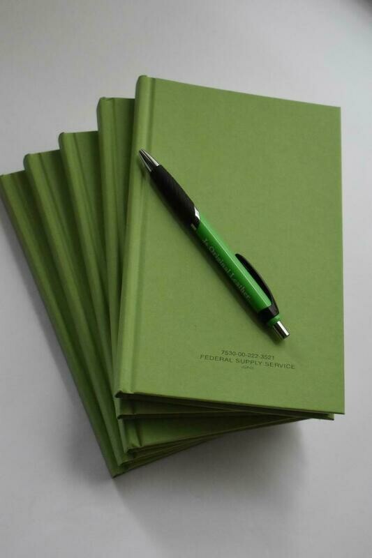 5"X8.5" Military Green Note Book, Army Issued, Military leader's green log book, Military Notebook, Personalized Journal, US Army green book, Federal Supply