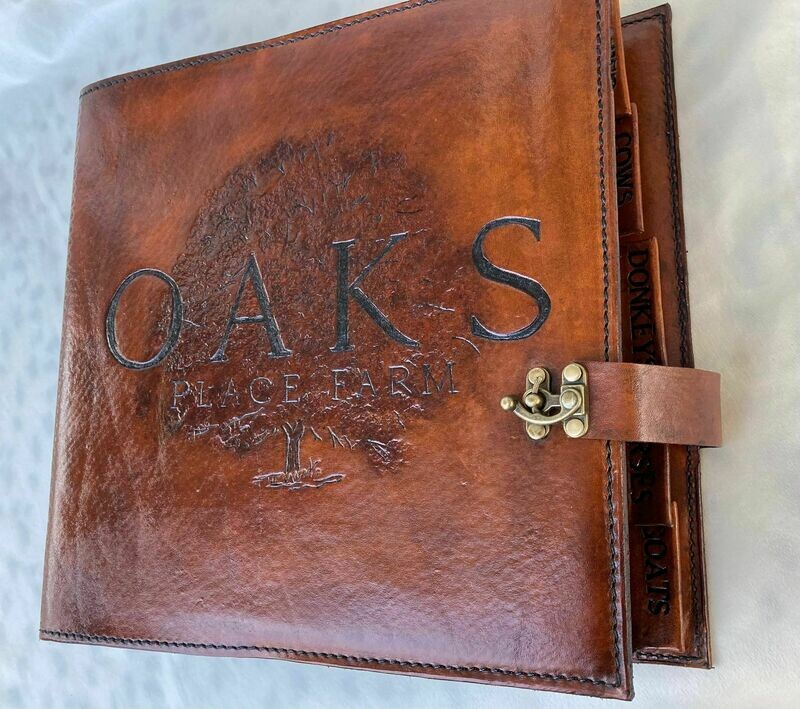 Farm Records Ring Binder Cover - leather Binder cover - Farm Log Book