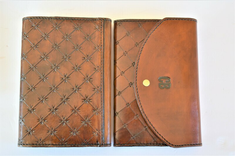 Custom Initial Monogram Leather Green Book Cover, Clutch Journal, Leather Military Leader Book Cover, Book Cover, Classy Leather Book Cover
