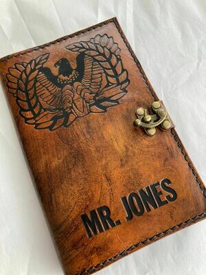 Warrant Officer Gift - Personalized Leather Book Cover - Military Journal - Mens Notebook - NCO Gift - Military Gift - Refillable Notebook