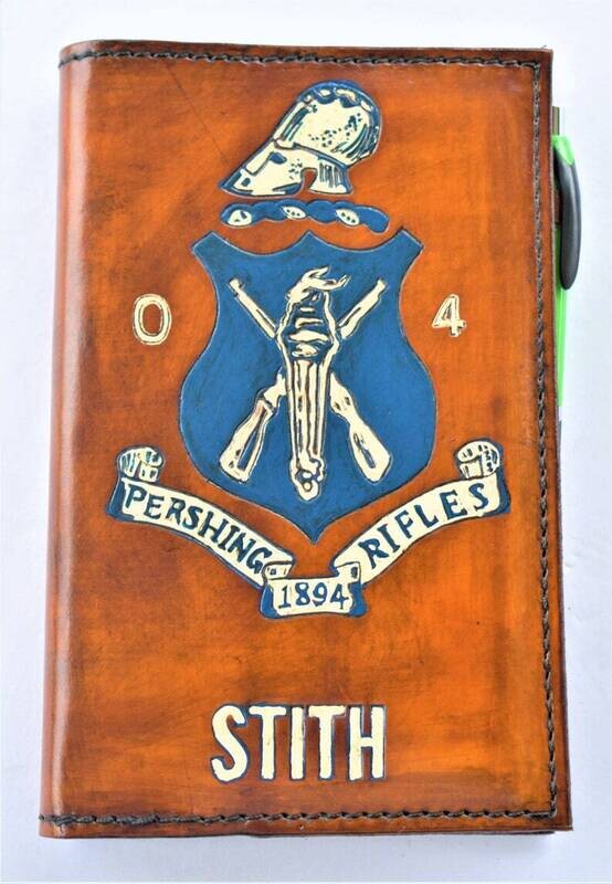 Leather Book Cover, Design Your Own Military Notebook Cover, Personalized Military Journal, Deployment &amp; Retirement, NCO or Officer Gift