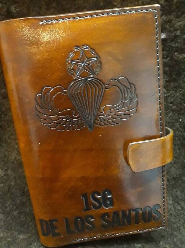 Master, Senior, Novice parachutist wings - Leather Military Green Book Cover