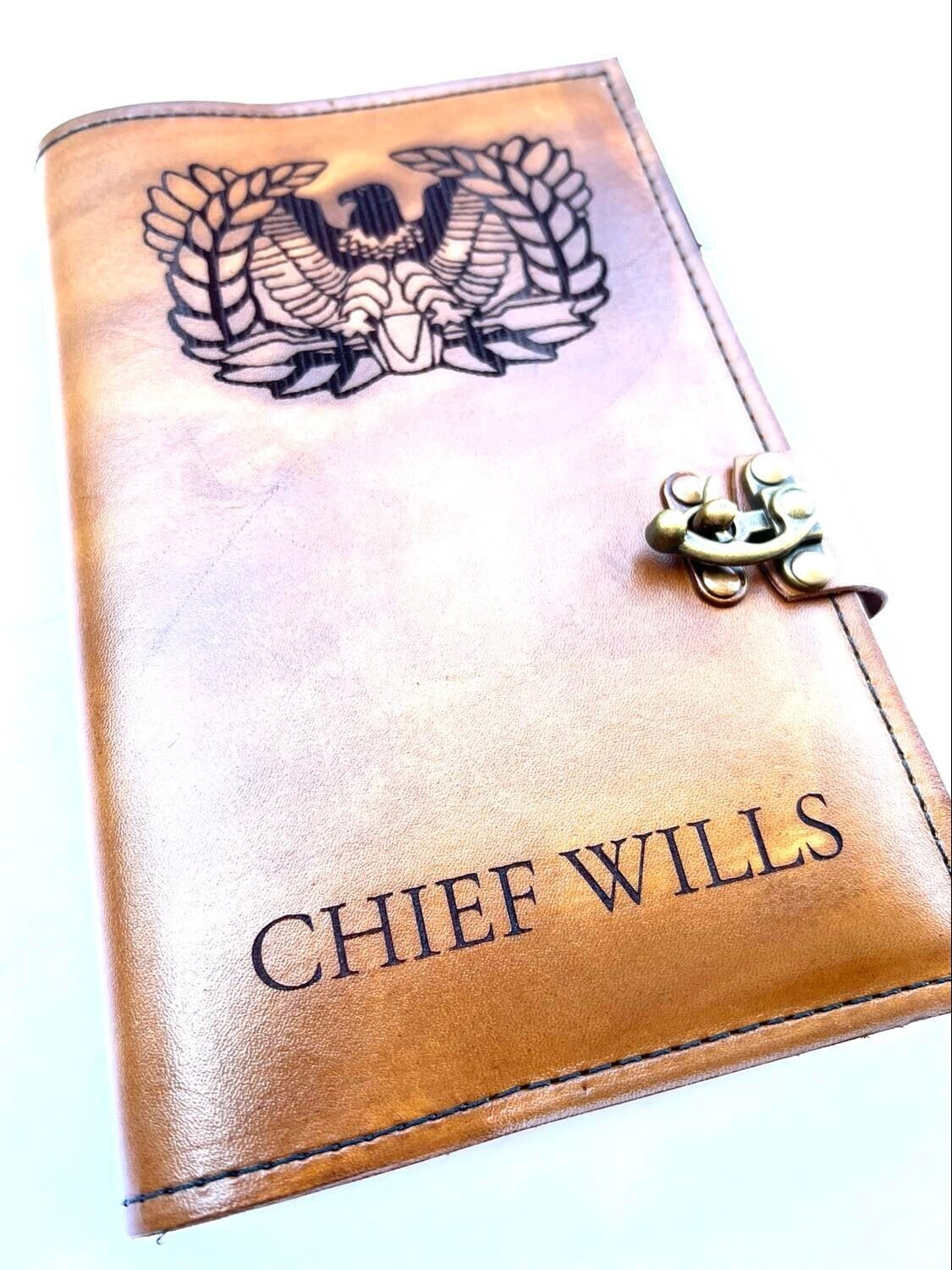 Warrant Officer Gift - Personalized Leather Book Cover - Military Journal - Mens Notebook - NCO Gift - Military Gift - Refillable Notebook