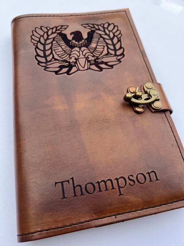 Warrant Officer Gift - Personalized Leather Book Cover - Military Journal - Mens Notebook - NCO Gift - Military Gift - Refillable Notebook