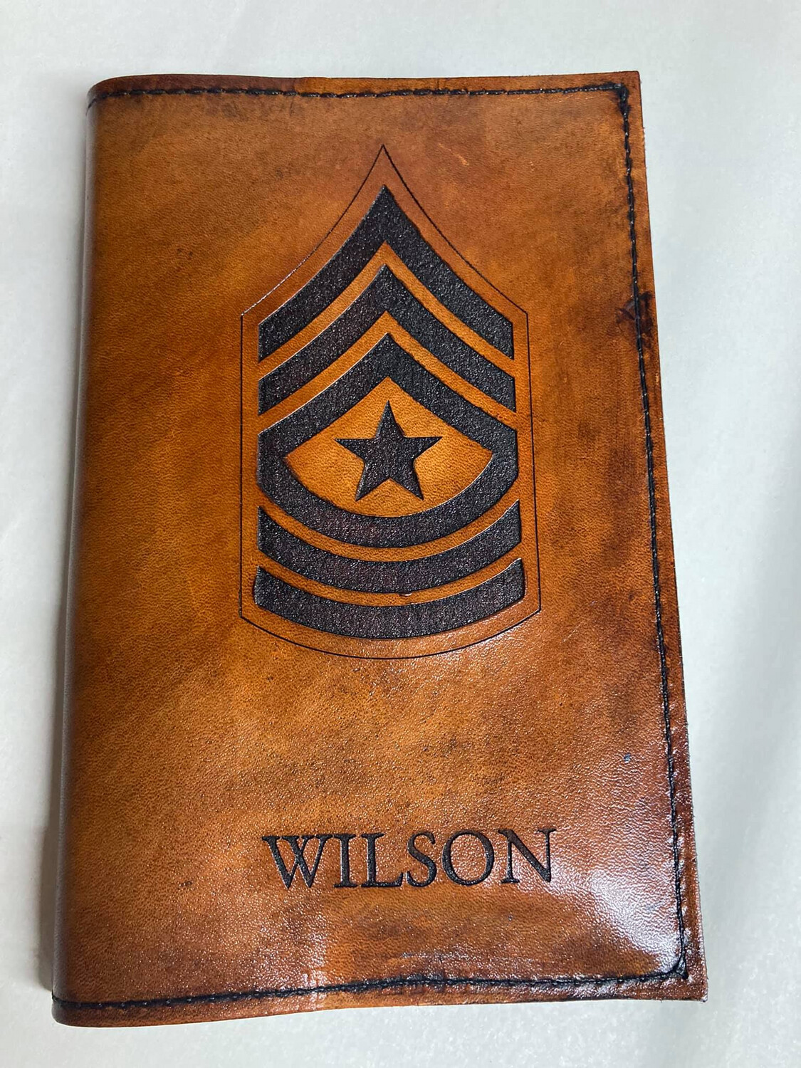 Military Rank, Personalized Leather Book Cover , Military Journal - Mens Notebook - NCO Gift - Military Gift - Refillable Notebook
