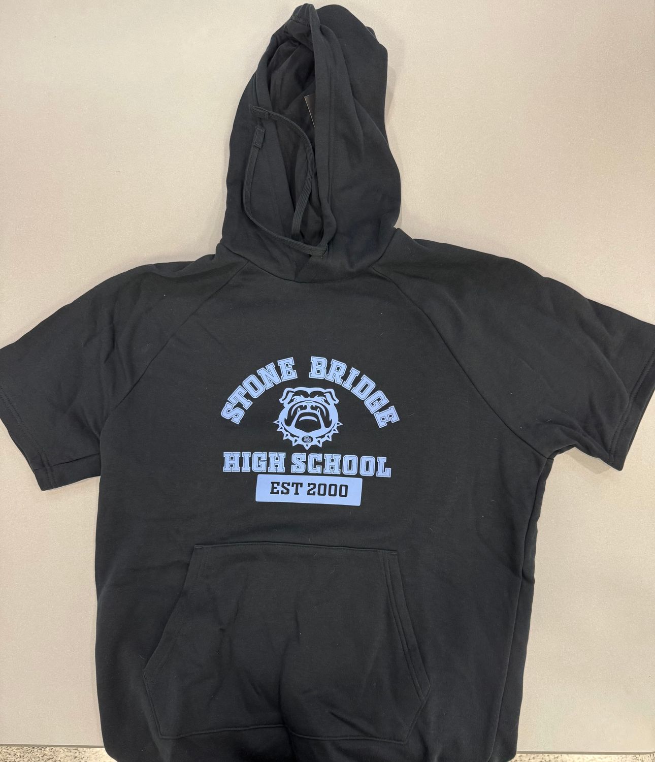 Black Short Sleeve Hoodie