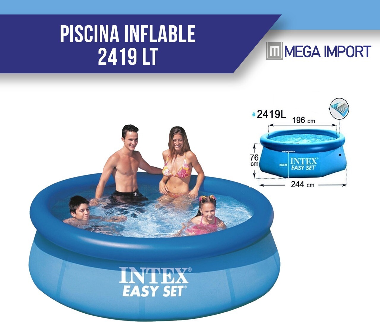 Intex 28110 - Piscina inflable 244 x 76 cm, 2.419 litros