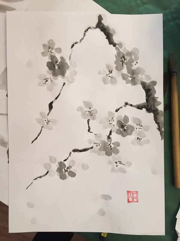 Sumi-e Experience Workshop: fiore di ciliegio