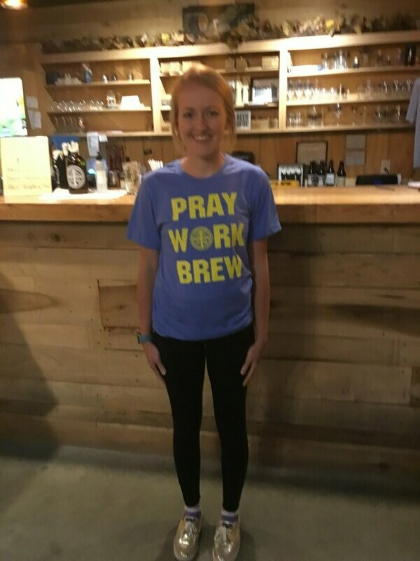 Unisex Blue T-Shirt with Yellow Lettering