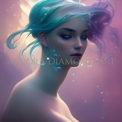 Mermaid In Pink Water Diamond Painting